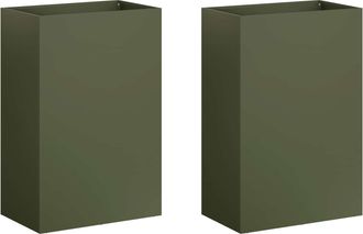 vidaXL Macetero De Jard&iacute;n 2 Uds. Verde Oliva 40 X 30 X 75 Cm Vidaxl
