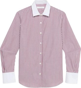 Brooks Brothers Overhemden, Dames, Rood, L, Katoen, Katoenen overhemd met contrasterende kraag en manchetten