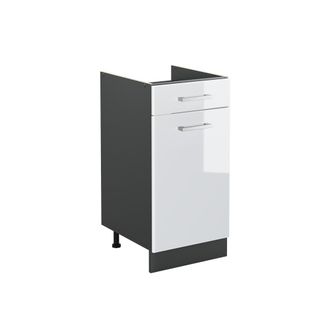 Vicco Mueble Bajo De Cocina R-line, Blanco Alto Brillo/antracita, 40 Cm Sin Encimera, Vicco