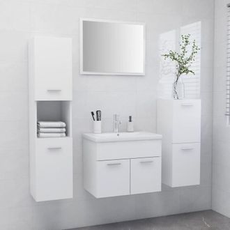 vidaXL Set Mobili da Bagno Bianco in Truciolato vidaXL