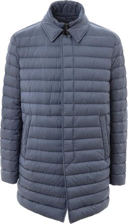 Herno Lang Gewatteerd Donsjack Avio Blauw - Heren - Winterjassen - Blauw - L - Polyester - Jassen
