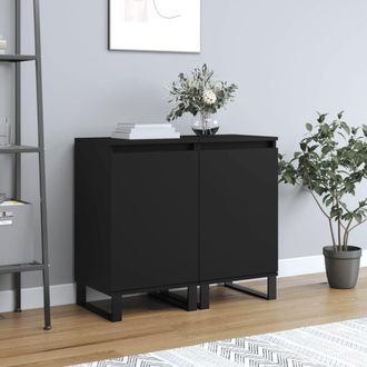 vidaXL Aparadores 2 Uds Madera De Ingenier&iacute;a Negro 40x35x70 Cm Vidaxl