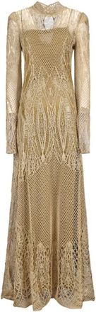 Dior Kleedjes, Dames, Beige, L, Arabesques Maxi Jurk