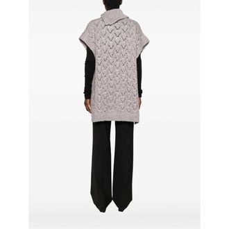 Fabiana Filippi Alpaca-Merino Knit Cape - Gray