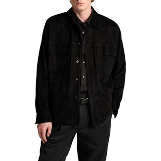 Vince Suede Shirt Jacket in Black at Nordstrom, Size Xx-Large