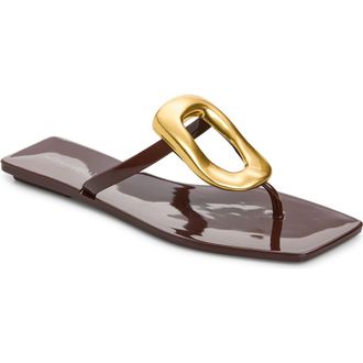 Jeffrey Campbell Linques Flip Flop in Dark Brown Shiny Gold at Nordstrom, Size 10