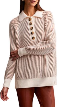 Tribal Raglan Sleeves Sweater In Almond