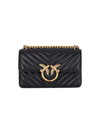 Pinko Mini Chevron-Quilted Nappa Leather Shoulder Bag with Chain Strap