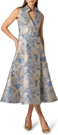 Aidan Mattox Floral Jacquard Midi Dress in Blue Multi at Nordstrom, Size 10