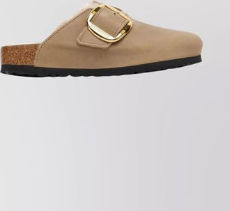 Birkenstock boston round toe sandals with gold buckle