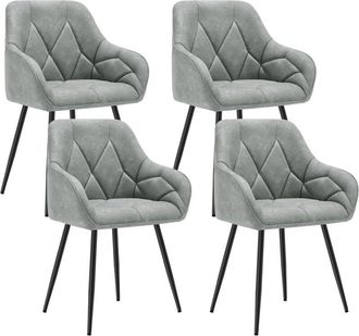 Woltu Set of 4x Faux Leather Dining Chairs Accent home & restaurants Grey - Woltu