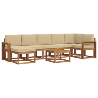 vidaXL Conjunto De Sof&aacute;s De Exterior Con Coj&iacute;n 8 Pcs Natural Y Beige Vidaxl