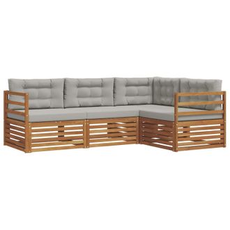 vidaXL Conjunto De Sof&aacute;s De Exterior 4 Pcs Gris Natural Y Claro Vidaxl
