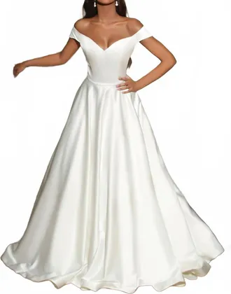 Jessica McClintock Off Shoulder Gown In Ivory