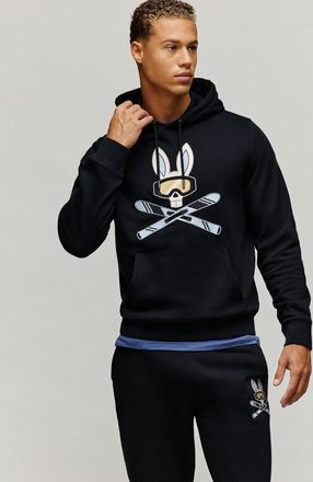 Psycho Bunny Mens Indigo Ski Bunny Hoodie 001 BLACK / XXL