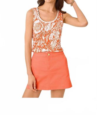 Lilly Pulitzer Gabbie Crochet Trimmed Knit Tank Top In Sunset Orange Budding Romance