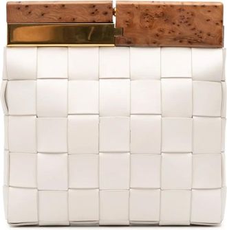 Bottega Veneta 2012-2025 Lambskin Maxi Intrecciato The Snap clutch bag - White