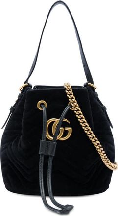 Gucci Pre-owned Gucci GG Marmont 2.0 Matelasse Velvet Bucket Bag Ladies WWZCK8TJ8A32SX84