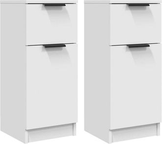 vidaXL Sideboards 2 pcs White 30x30x70 cm Engineered Wood Vidaxl