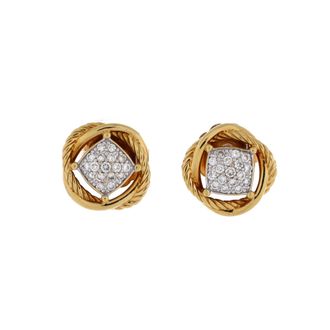 David Yurman Infinity Stud Earrings 18K Yellow Gold with Diamonds 7mm