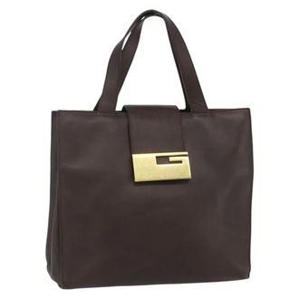Gucci Vintage Leather Brown Leather Handbag (Pre-Owned)