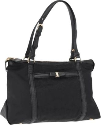 Ferragamo Pre-owned Shoulder Bags, female, Black, Size: ONE SIZE Pre-owned Nylon Shoulder Bag
