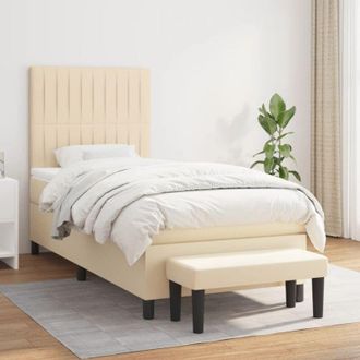 vidaXL Vidaxl - Cama Box Spring Con Colch&oacute;n Tela Color Crema 90x190 Cm
