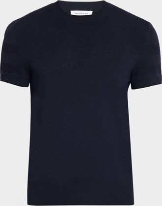 Givenchy Men & apos;s Mesh Logo Knit Short-Sleeve Crewneck Sweater