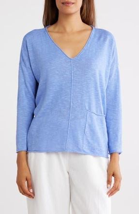 Eileen Fisher Organic Linen & Cotton V-Neck Sweater in Hydrangea at Nordstrom Rack, Size X-Large