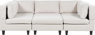 Beliani Sof&aacute; Modular Moderno 5 Plazas Tapizado Tela Poli&eacute;ster Respaldo Acolchado Con Otomana Forma De U Beige Claro Unstad
