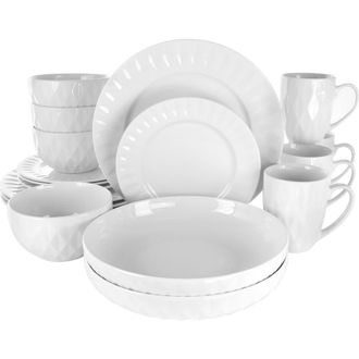 Elama Sienna 18 Piece Porcelain Dinnerware Set in White at Nordstrom