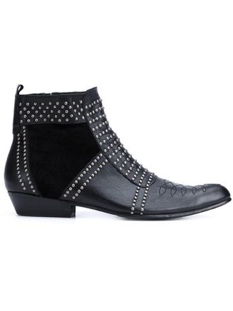 Anine Bing Charlie stud-embellished leather boots - Black