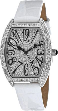 Christian Van Sant Womens Elegant White Tonneau 42mm