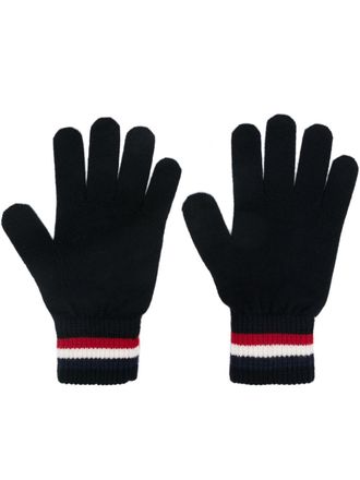 Moncler tricolour-stripe wool gloves - men - Virgin Wool - M - Blue