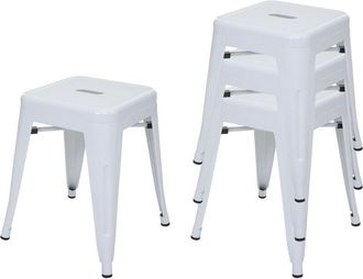 Hhg Non utilizzato] Set 4x sgabelli poggiapiedi bistrot design industriale HHG 787 metallo verniciato bianco