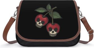 Generic Cherries Skull Crossbody Bags for Women Fashion Leather Shoulder Handbags With Adjustable Strap