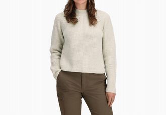 Royal Robbins Womens Rockcraft Mock Neck Sweater In Soapstone Heather