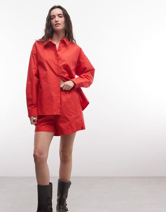 Asos camicia oversize in popeline rosso
