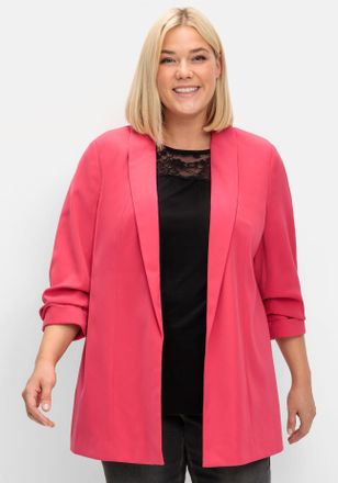 Sheego Longblazer SHEEGO Longblazer, Damen, Gr. 44, lila (orchidee), 100% Polyester, Blazer Longblazer