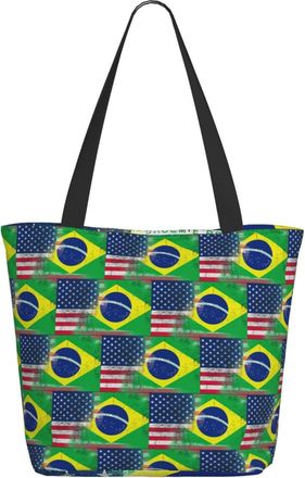 AOOEDM American And Brazilian Flag Ladies Shopping Bag 13x11x7in.The Perfect ValentineS Day Gift.It Is The Best ValentineS Day Gift For Mom, Daughter, Wife,E