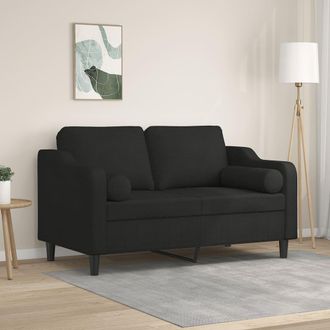 vidaXL Sof&aacute; De 2 Plazas Con Cojines Tela Negro 120 Cm Vidaxl