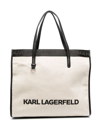 Karl Lagerfeld K/Skuare canvas draagtas - Beige