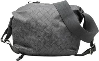 Bottega Veneta Pre-owned Intrecciato Jacquard nylon polyester schoudertas - Heren - Vintage Schoudertas - Grijs - ONE Size - Polyester - Vintage