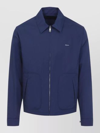 Prada polyester jacket pointed collar straight hem