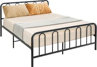 Costway Costway Marco De Cama Metal Doble Con Cabecero, Cama Matrimonio Para Colch&oacute;n 200 X 160cm, Almacenaje Bajo La Cama, Listones De Acero, No Requiere Muel