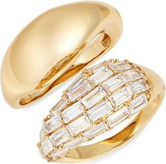 Nordstrom Set of 2 Cubic Zirconia Sculpted Rings in 14K Gold Plated at Nordstrom, Size 7