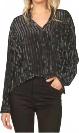 Vintage Havana Texture Cord Shirting Sweater In Washed Black