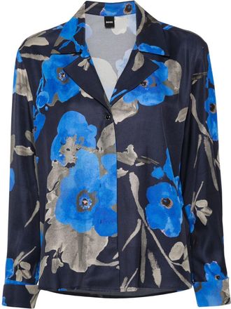 BOSS floral-print shirt - women - Viscose - 36 - Blue
