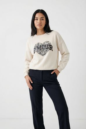 Only Sweatshirt ONLY ONLLAUREN L/S LEO O-NECK CC SWT, Damen, Gr. XL, birch print:amour, lau leo, Sweatware, Obermaterial: 60% Baumwolle, 40% Polyester, reg