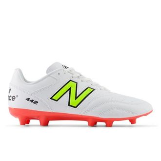 New Balance Hombre 442 Academy FG V2 en Blanco/Rojo/Amarillo, Talla 41.5